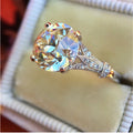 Fashion Luxury Trendy Round Natural Stone Ring Women Party Gift Jewelry Wholesale Silver Size 6-10