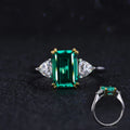 Starsgem Lab Grown 6*9mm Emerald Diamond Center Stone with Colorless Moissanite Gold Emerald Ring MegaBDM
