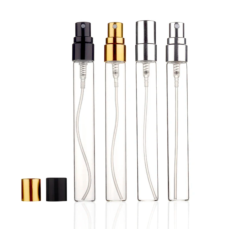 2ml 2 ml 3ml 5ml 5 ml 10ml 10 ml clear Small Sample Vials Glass Mini Pocket Tester Perfume Atomizer Bottle with Sprayer Pump