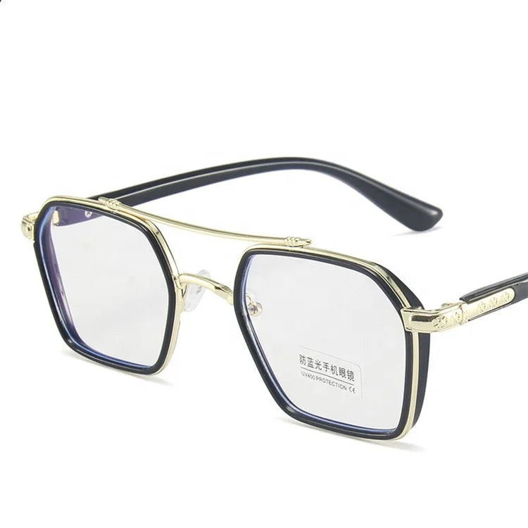 New Original Polygon Anti Blue Light Glasses Custom Personality River Optical Glasses Double Beam Spectacles Eyeglasses Frames