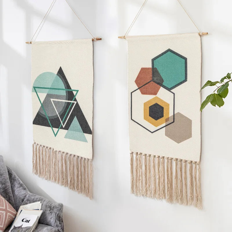 Custom White Fabric Colorful Embroidery Kids Bedroom Room Wall Decor Tapestry