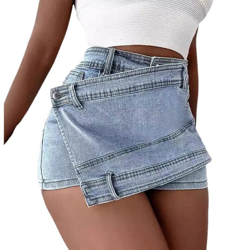 RNSHANGER Fashion Elegant Y2k Denim Shorts for Girls All-Match Women's Daily Party Club Shorts Zipper Fly High Waist Jean Shorts