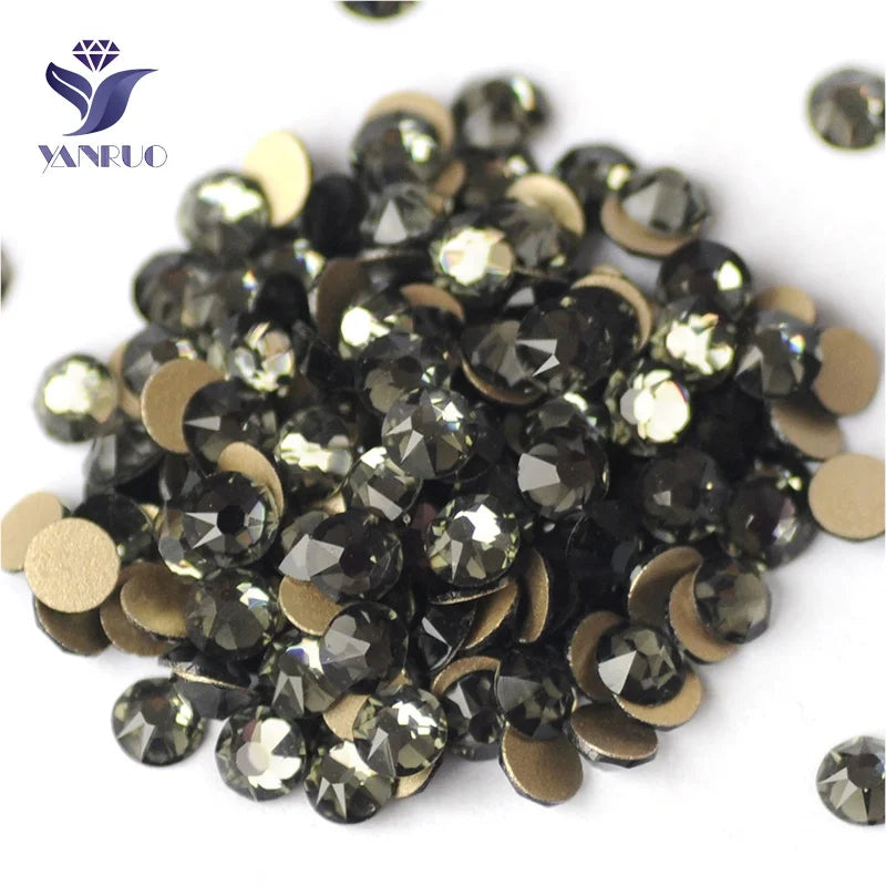 YANRUO Hot Sale Black Diamond Strass Glass Stones Wedding Headband Crystal Rhinestone