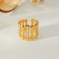 Personalized Fashion Hollow Bone Wide Open Rings PVD Gold Plated Stainless Steel Jewelry Finger Ring