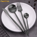 LEHAO Nordic Style Portuguese Luxury Silver Ladle 4 Stainless Steel 304 Matte Black Tableware Set