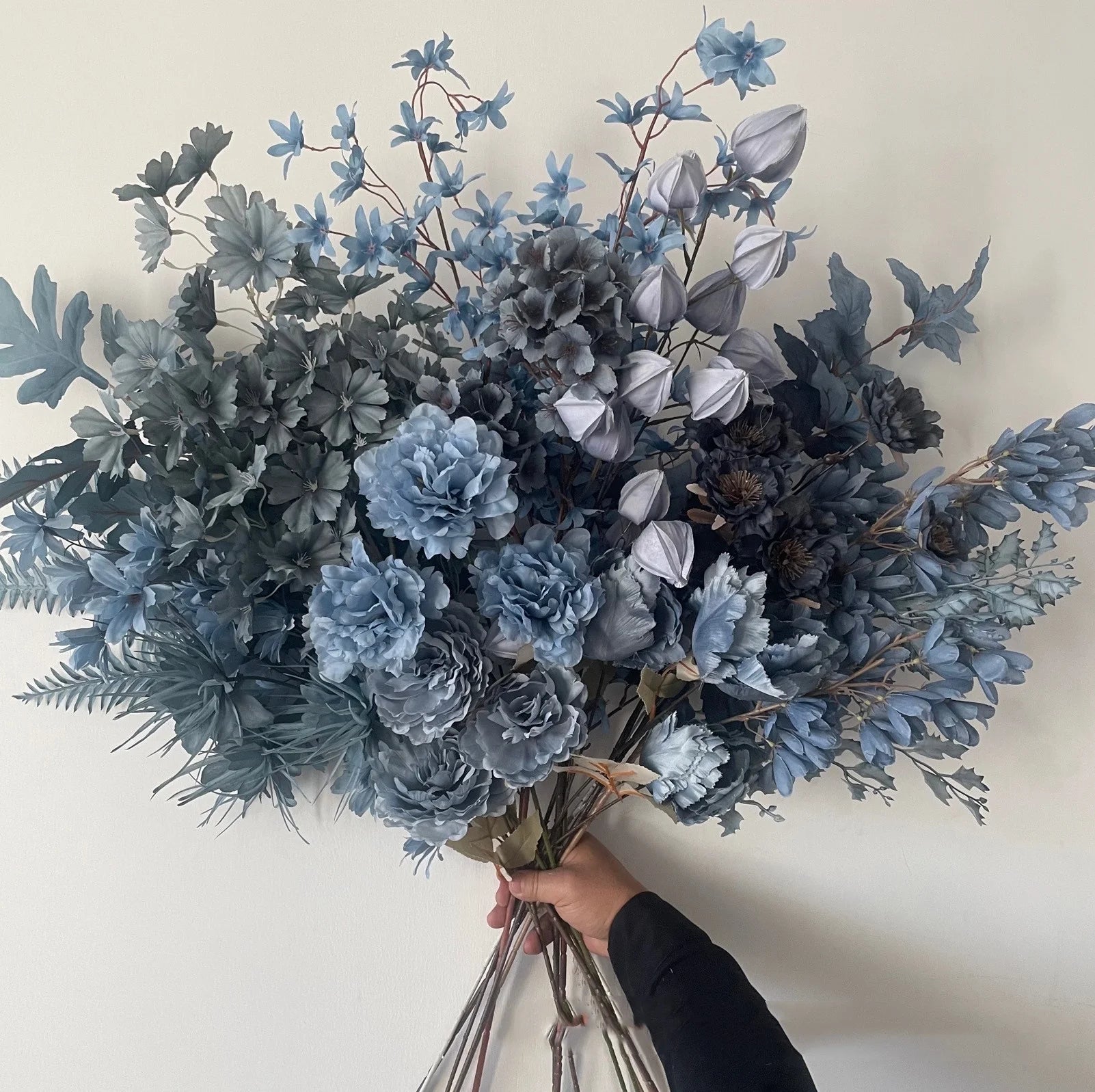 YOPIN 458 Artificial Dark Blue Silk Flowers Floral Arrangement Dusty Blue Wedding Decorations