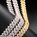 Luxury Mens Necklace 14mm Gold Plated Brass CZ Paved Cuban Link Chain Mens Hip Hop Jewelry Iced Out Cuban Chain