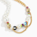 Fashion Soft Pottery Initial Letter Necklace Freshwater Pearl Choker Necklace Jewelry for Women Men