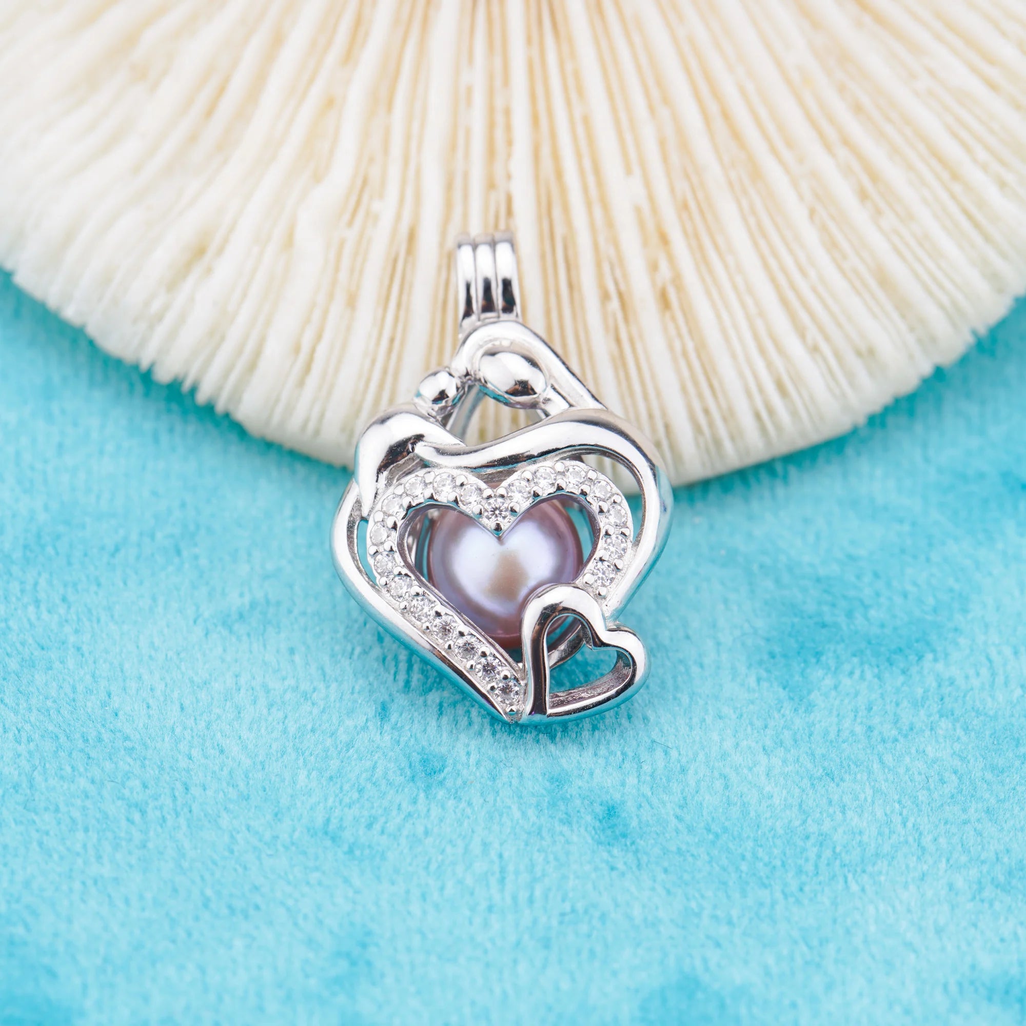 C030110 Sterling Silver Freshwater Pearl Cage Pendant Necklace Jewelry Locket for Pearl Party