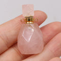 Hongzhuo Crystal Hot Sales Natural Stone Rose Quartz Essential Oil Empty Small Oil Perfume Bottle Necklace Jewelry