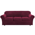 Washable Plush Velvet Sofa Set Seat Covers Soft Stretch Navy Sofa Cover Set
