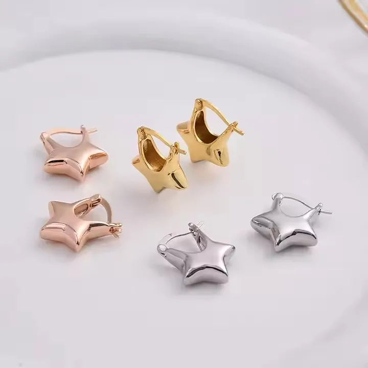 Trendy Jewelry Pentagram Stud Earrings Personality Gold Plated Star Shaped Earrings for Women