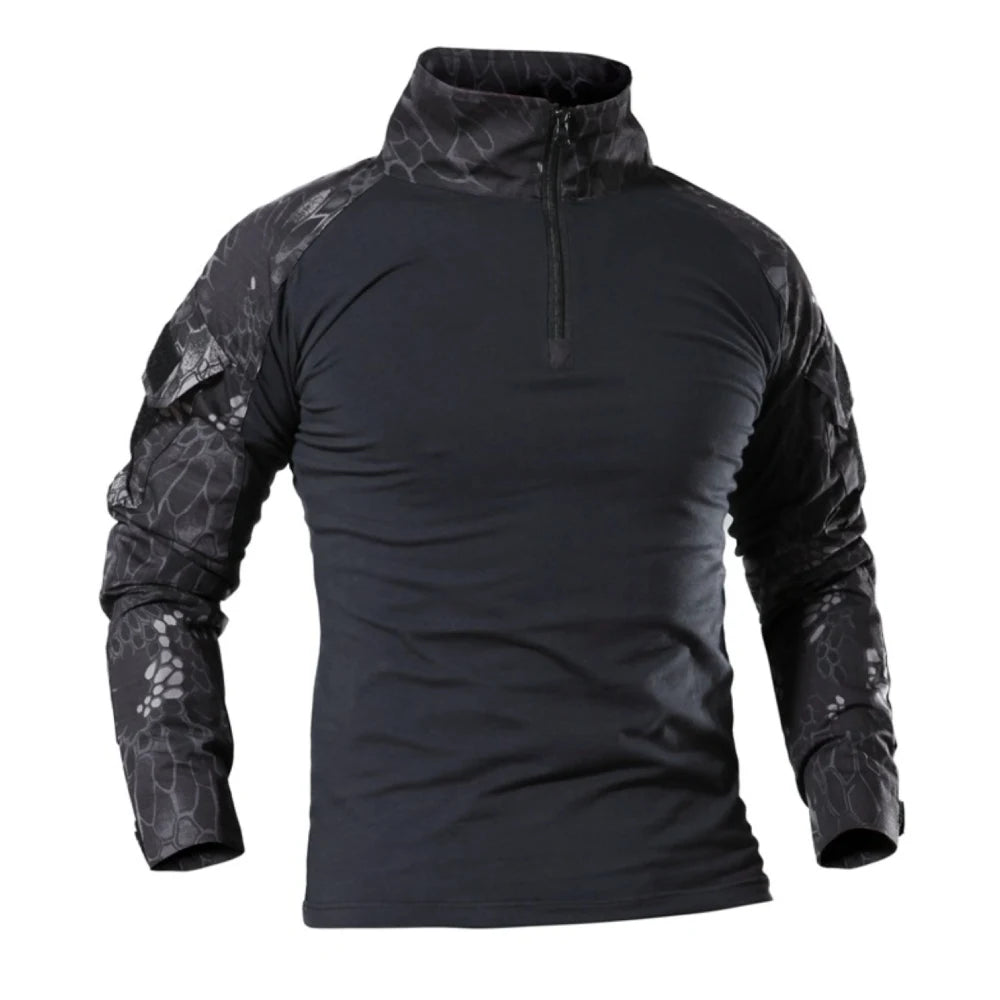 Men Pullover Tactical Hiking T-Shirts Camouflage Long Sleeve Hunting Climbing Shirt Male Breathable Sports Clothes T-shirt