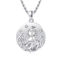 YFN Jewelry 925 Sterling Silver Rhodium Plated Zircon Saint Gabriel Pendant Necklace