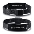 Vnox Adjustable Engraved ID Bracelet Wristband Personalized Stainless Steel Stylish Mesh Band Men Bracelet