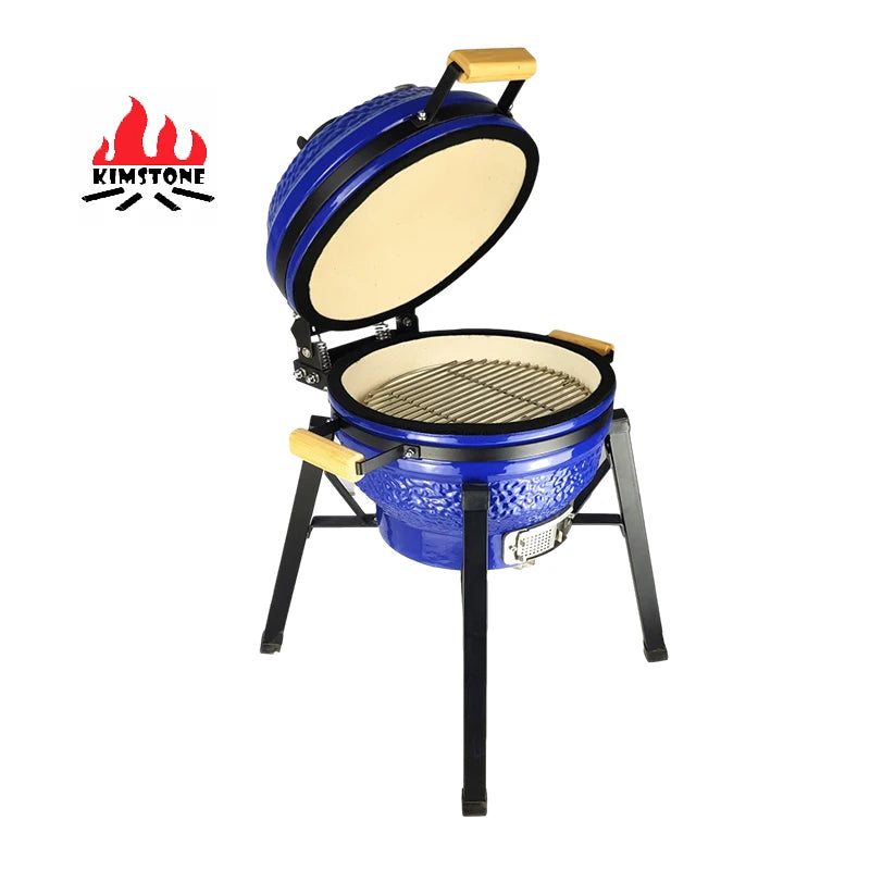 KIMSTONE Kamado 16 Inch Eeg Blue Glaze Home Garden Ceramic Bbq Grill Smoker Charcoal Mini Clay Tandoor