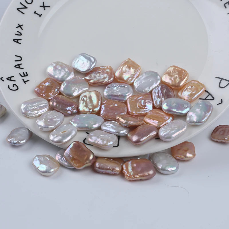 Zhuji Grade a 13-16mm*16-21mm White Pink Color Square Shape Natural Freshwater Loose Beads Pearls for Jewelry Making