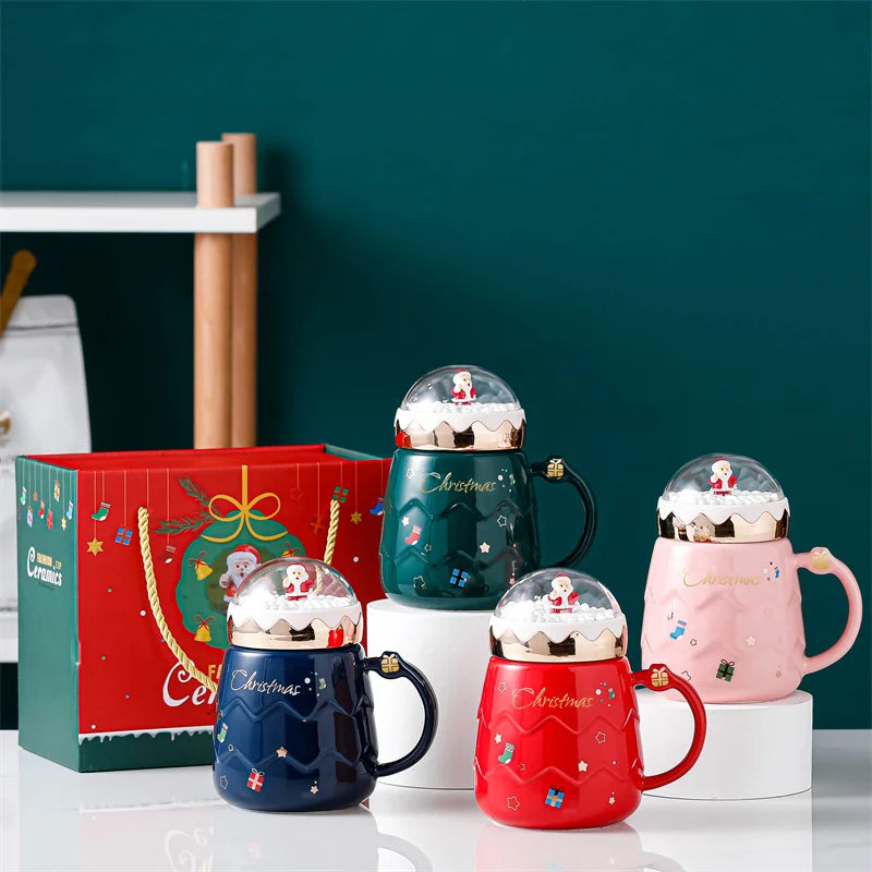 Office Kawaii Christmas Santa Mug Handmade Coffee Cups Porcelain Christmas Couple Mug Ceramic Luxury Mug