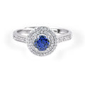 Luxury 5mm Round Cut Synthetic Blue Sapphire Rings 925 Silver 18K White Gold Plated Diamond Ring