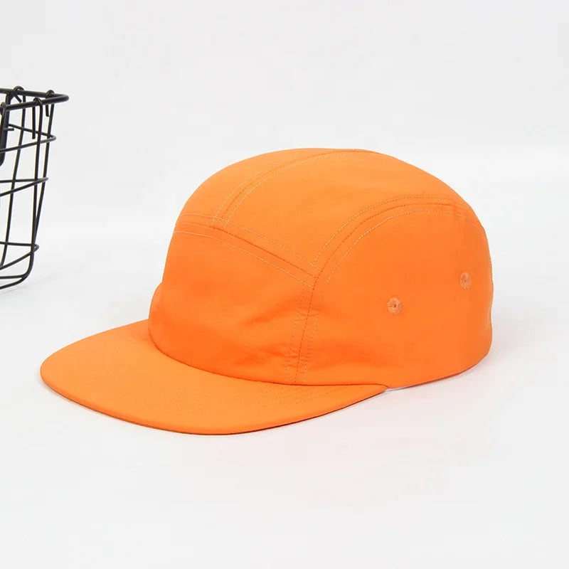 Custom Quick-drying Mens and Womens 5 Panels Hats Blank Flat Brim Nylon Five Panel Caps Camping Caps