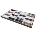 Large Size 24 Slot MDF Wood Walnut Veneer Durable Grey Velvet Eyewear Glasses Display Tray Organizer