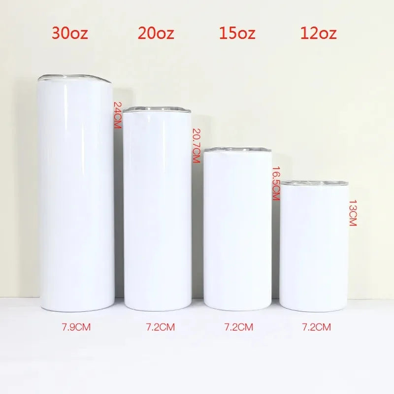 Sublimation 15/20/30oz 304 Stainless Steel Vacuum Insulated Tumbler Straw 6-12 Hours Thermal Insulation Eco-Friendly Boiling