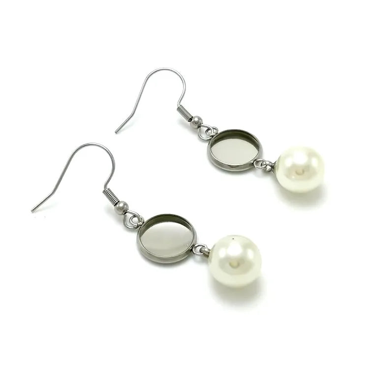 Stainless Steel Earring Cabochon Stones Setting Post Cup Blank Earring Bezel Setting Surgical Steel Post Findings with Pearl
