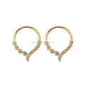 Hoop Earrings Hot Selling Fine Jewelry AU585 14k Real Gold Earring Zircon Stone Good Quality Women Gold Jewelry