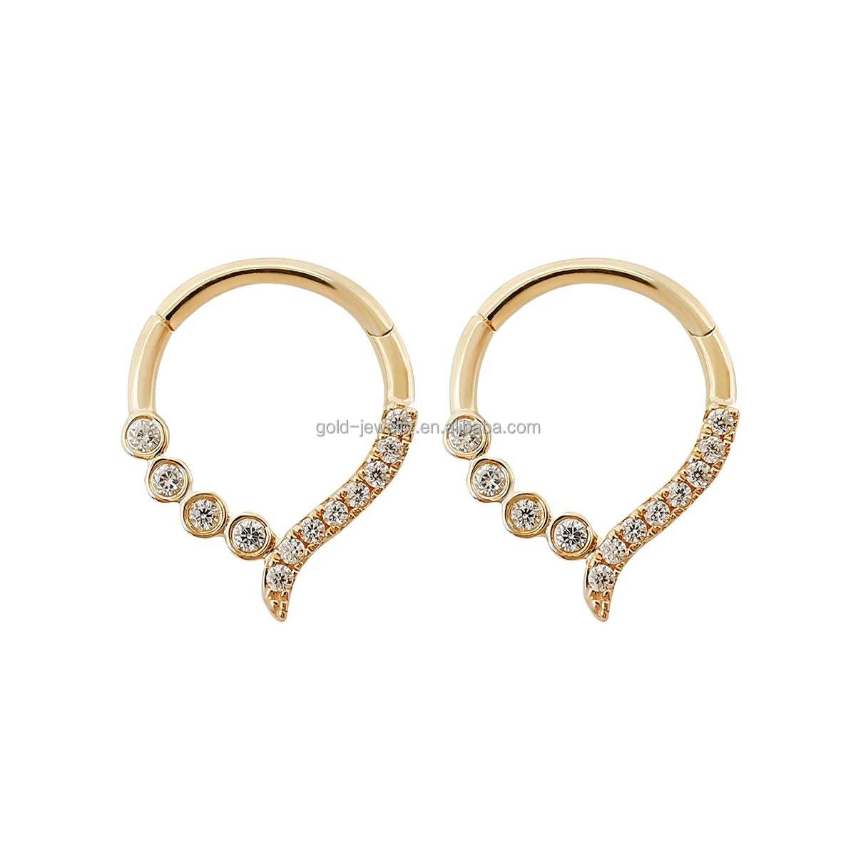 Hoop Earrings Hot Selling Fine Jewelry AU585 14k Real Gold Earring Zircon Stone Good Quality Women Gold Jewelry