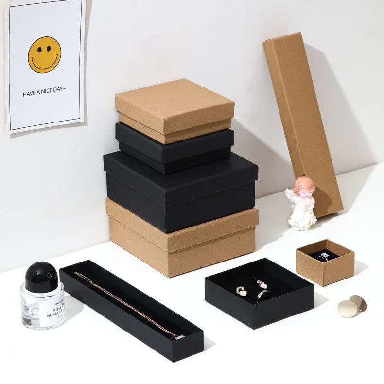 Ivory Kraft Paper Sheet for Jewelry Box 9 X 9 X 5 Kraft Paper Jewelry Box with Seperate Lid Mini Kraft Paper Jewelry Boxes