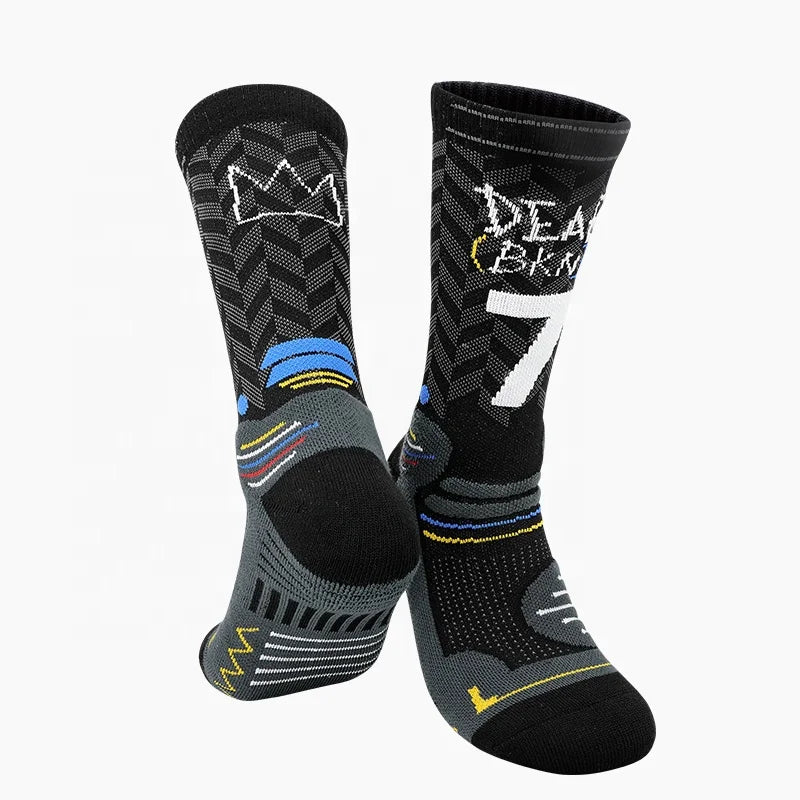 LINGTU JCB 5507 Jacquard Logo Sports Socks for Men Comfortable Non-Slip Basketball Socks Custom Athletes Socks