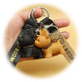 Fashion Punk French Bulldog Keychain PU Leather Dog Keychains or Women Bag Jewelry