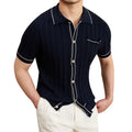 Fashion Cotton Knitted Pullover Soft Polo Neck Short Sleeve Summer Custom Sweater for Men