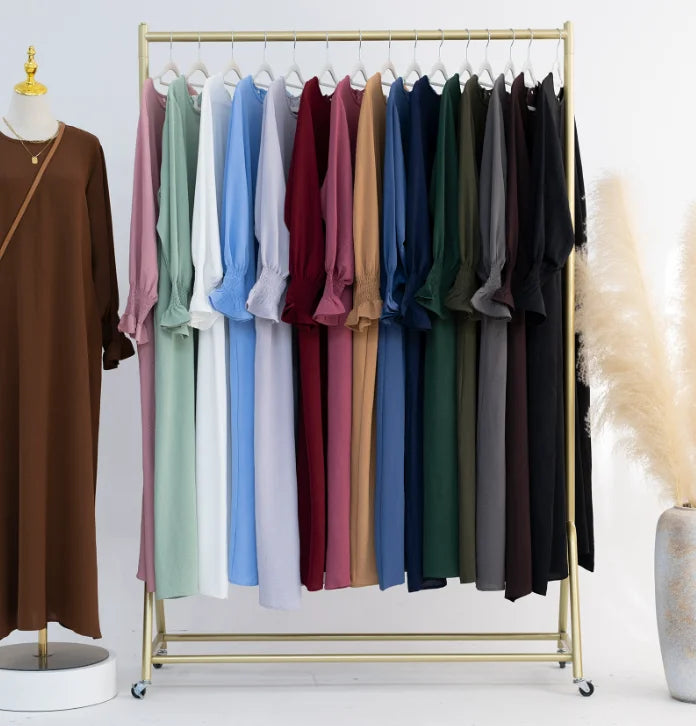 Yuxi 2024 OEM Islamische Kleidung Eid Women Long Basic Plain Dress Dubai Abaya Muslim Women Dress