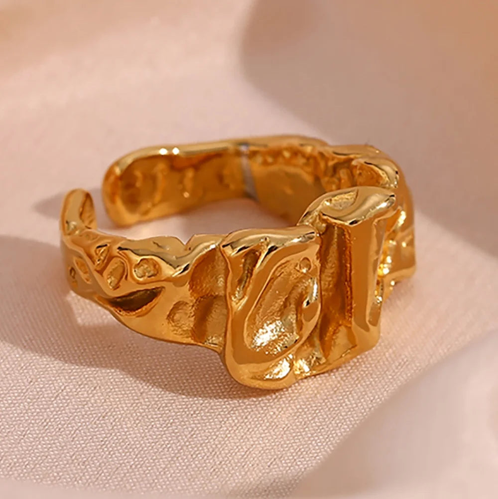 Exaggerated Irregular Open Ring Stainless Steel Gold Plated Jewelry Fashion Jewelry 2023