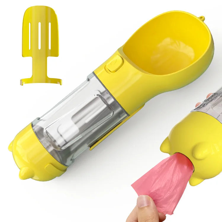 4 in 1 Portable Dog Water Bottle with Dog Poop Bags Special Design for Travel Widely Used Made of Durable Plastic