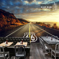Highway Scenery Background Wallpaper Restaurant Bar Cafe Wall Cloth Wallpaper 3D Retro Nostalgic Mural