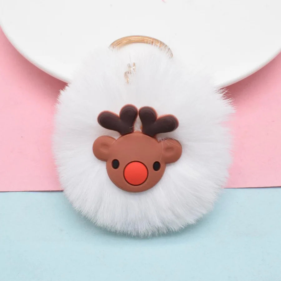 Custom New Christmas Bell Snowman Elk Hairball Key Chain Car Pendant Mobile Phone Bag Pendant Holiday Gift