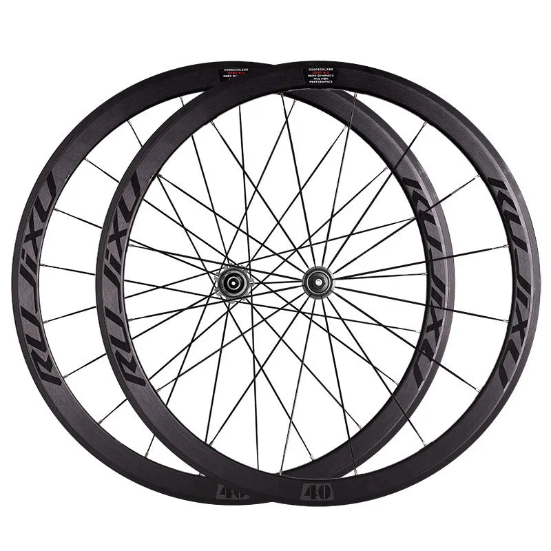 RUJIXU 700C Bicycle Wheelset with 30/40/50 mm Carbon Fiber Hub V-Brake Wheel