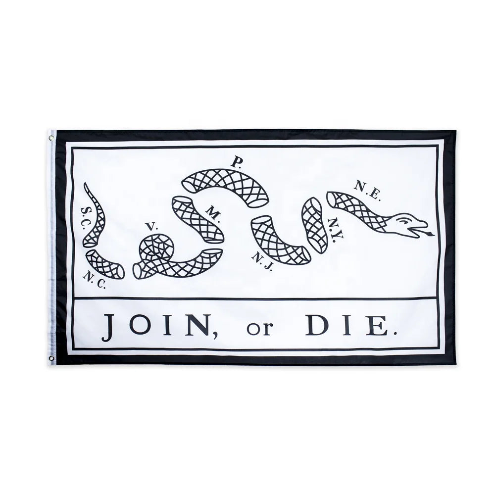 Custom Cheap 3*5ft Polyester Freedom Liberty Join or Die Flag-EN-71 Certified Digital/Silk Screen Printed Custom Size Option
