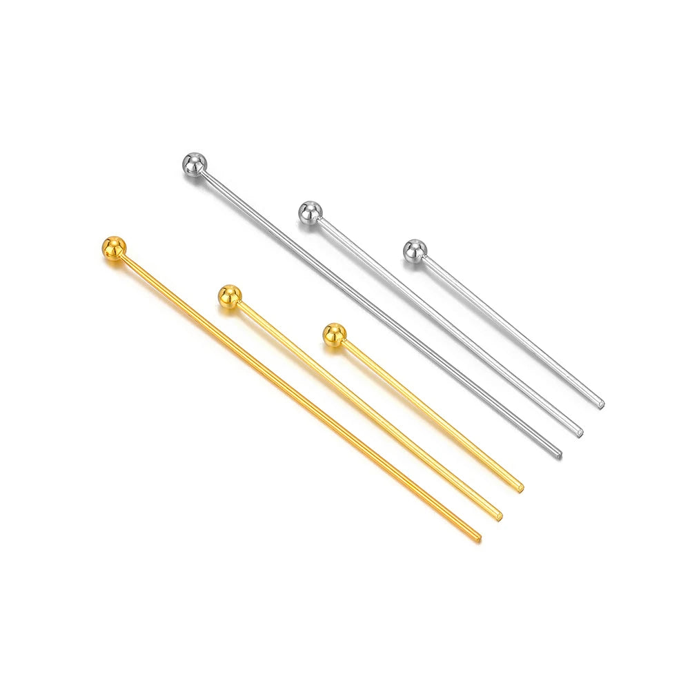 Wholesale Stainless Steel 06-20mm / 30mm / 40mm Gold Steel Connector Bead Pins ForJewelry Making Accessories