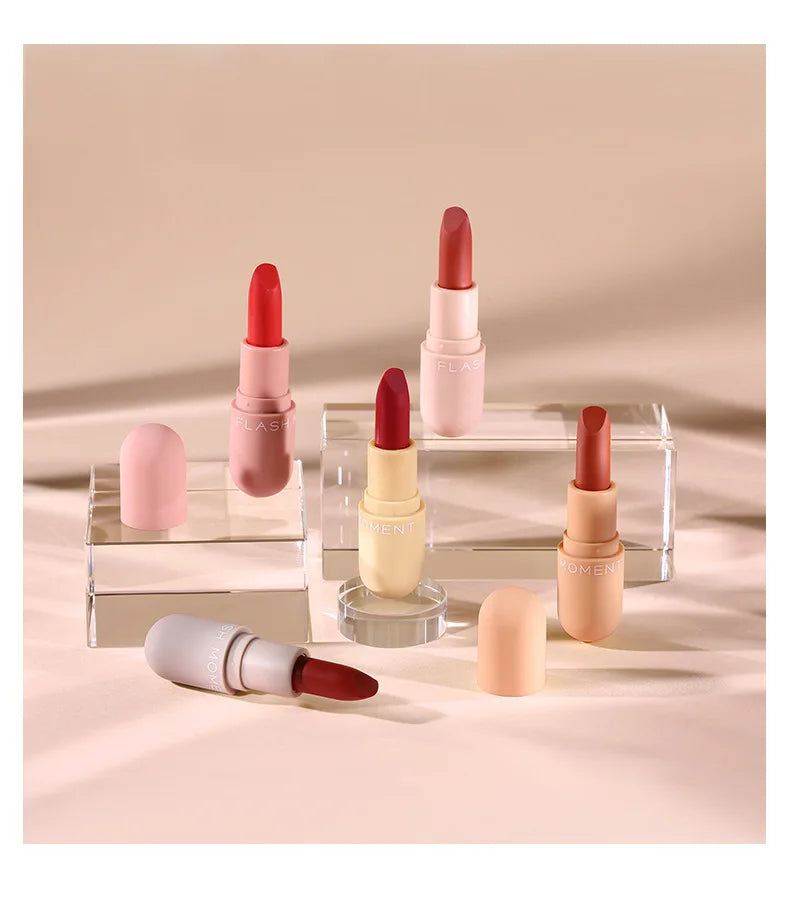 Flash Moment Mini Capsule Mousse Lipstick Set Matte Lip Makeup Waterproof Long Lasting Fruit Jelly Lipstick Gift Set