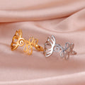 Fashion Lotus Flower Women Finger Ring Stainless Steel Ring Real Gold Plated for Women Gold Finger Rings Jewelry for Girls