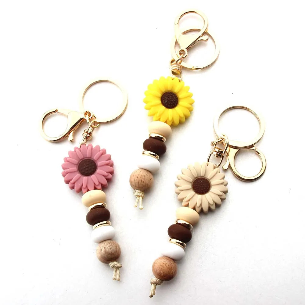 Creative Western-Style Silicone Bead Woven Carabiner Keychain Cute Leather Metal Pendant Accessory
