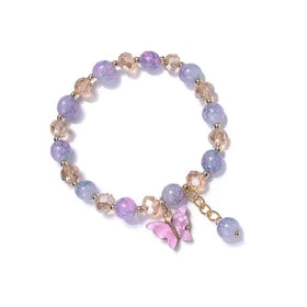 AA016182 Sweet Colorful Butterfly Pendant Elastic Rope Bracelets Girls Lucky Jewelry Butterfly Healing Crystal Bracelet