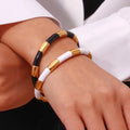 Fashion Jewelry Bracelets Bangles Enamel 18K Gold Plated Stainless Steel Bangles Jewelry Women