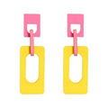 Fashion Cheap Resin Cut Earrings Geometrically Hollow Long Macaron Colored Summer Drop Earrings for Women
