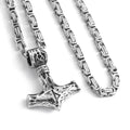 Fashion Jewelry Wholesale Stainless Steel King Chain Necklace Casting Norse God Thor Hammer Pendant Necklace Jewelry