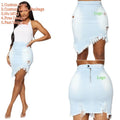 Women's Casual Vintage Distressed Maxi Denim Skirt Loose Fit A-Line Silhouette Light Wash Sweet Style Solid Waist for Summer