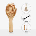 Eco-Friendly Bamboo Wood Compact Massage Hair Brush with Paddle Air Cushion for Home Use Custom Logo Detangling